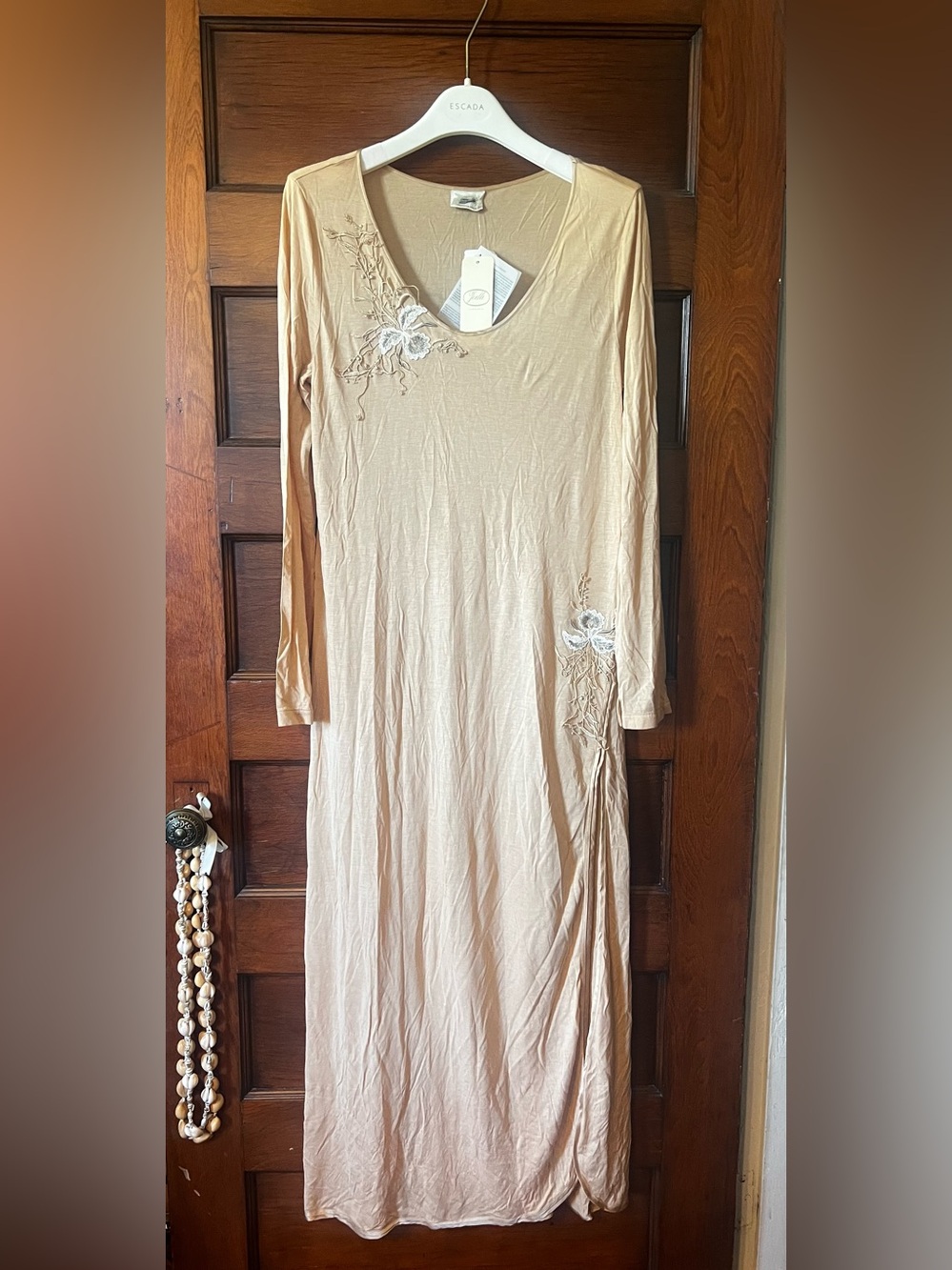 La Perla Joelle Cream Long-Sleeve Embroidered Nightgown